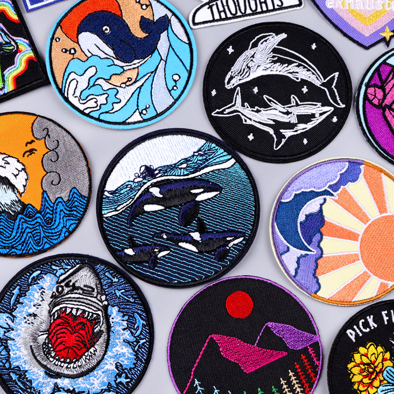 Furoshiki Wrap Cloth - Wave/Dolphin Shark Patch Outdoor Embroidery Patch