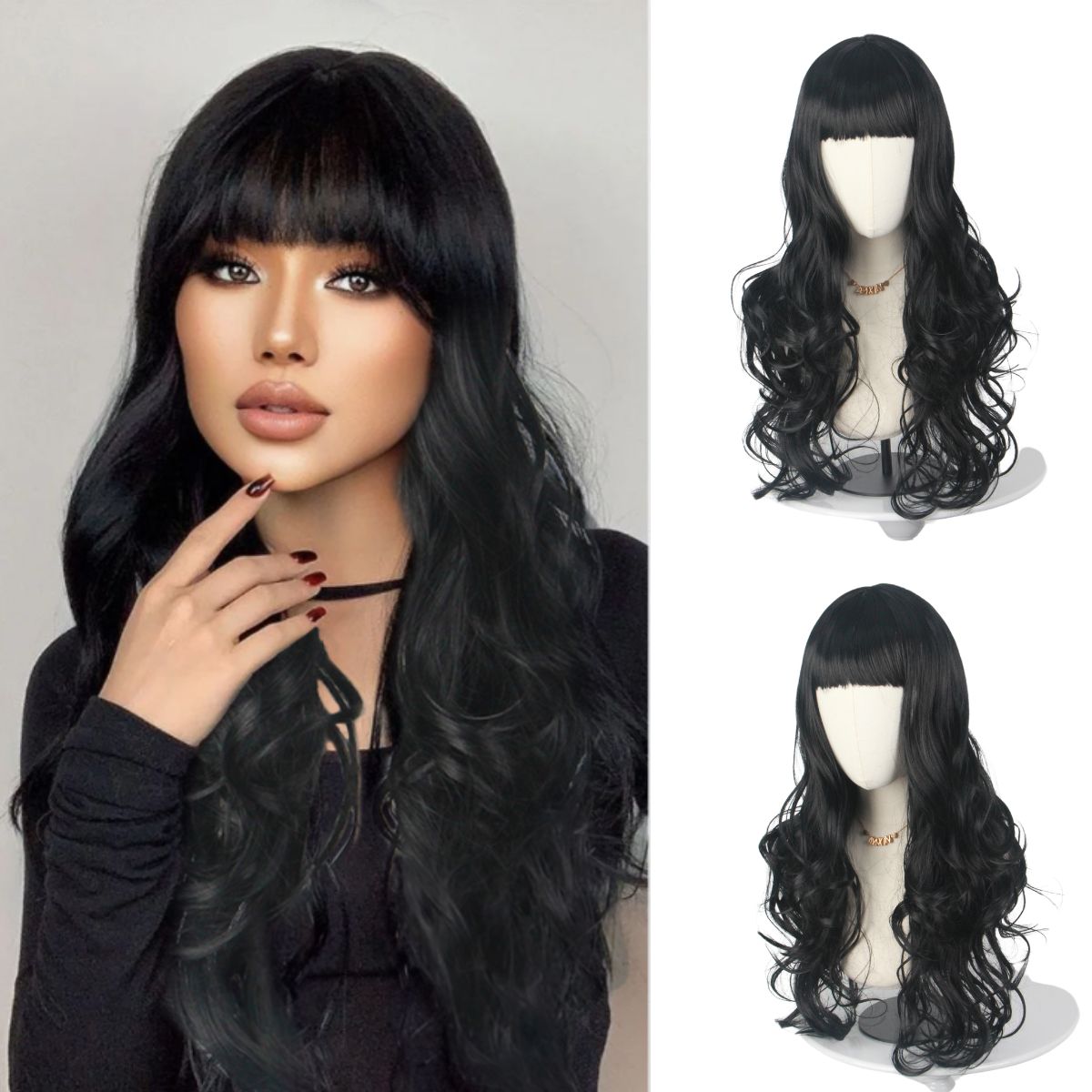 Black Long Curly Hair with Ban - Japanese Daily Lifestyle recension och pris